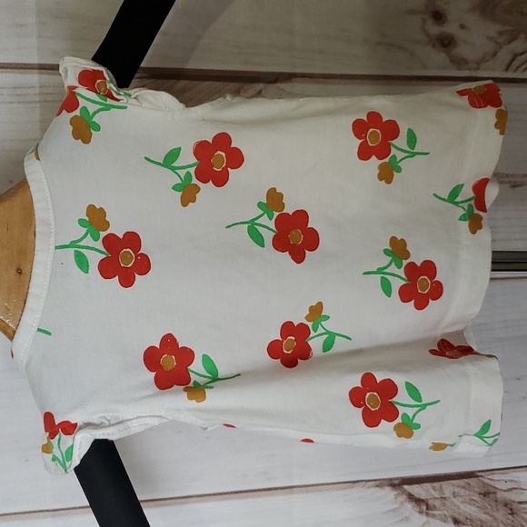 Carter's Baby Girl Red Flower Short Sleeve Shirt Size 9 Months 100% Cotton - Picture 2 of 4